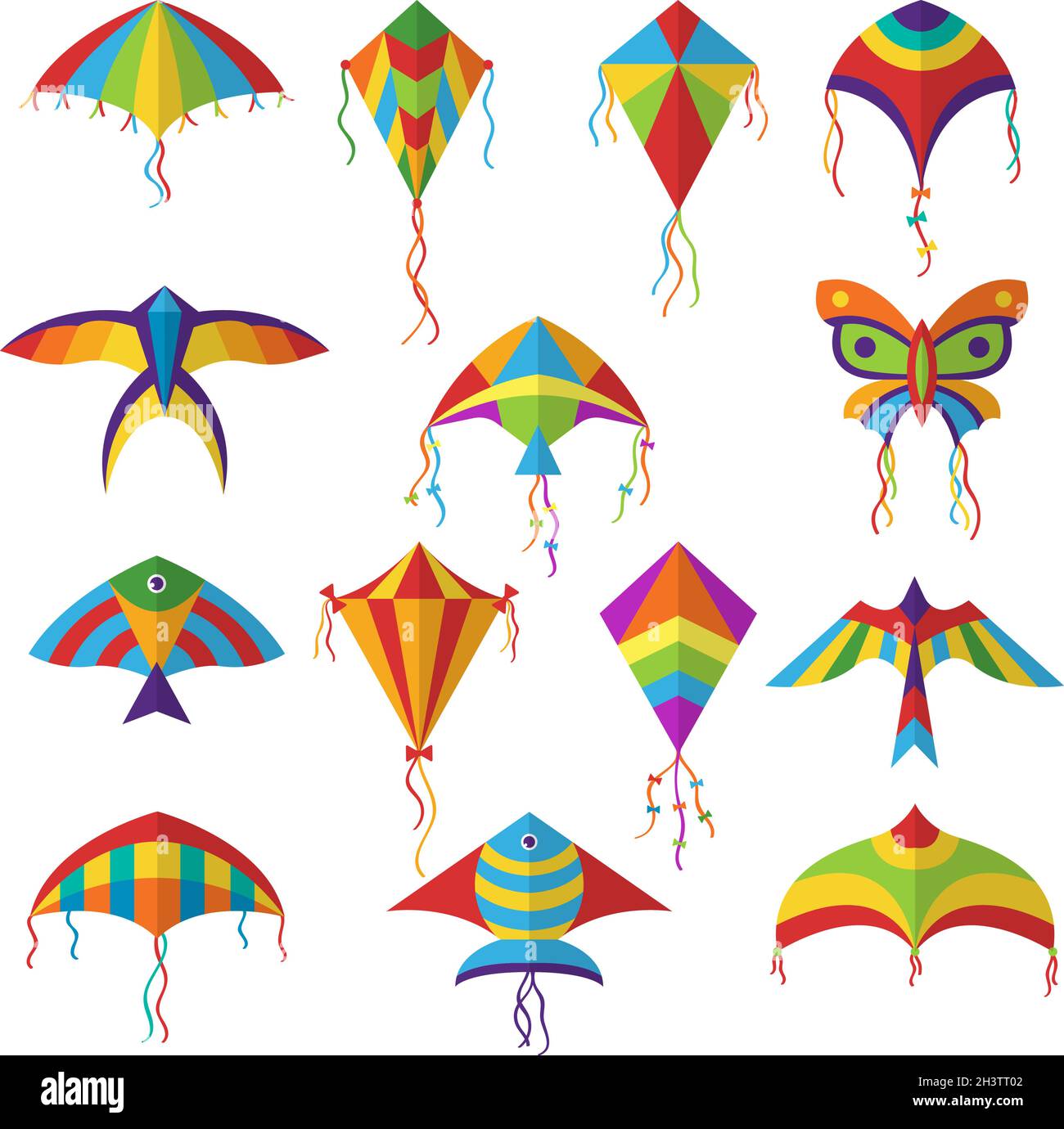 Aquilone d'aria. Colori diversi forme kite in cielo festival giocattoli per  bambini collezione vettoriale Immagine e Vettoriale - Alamy