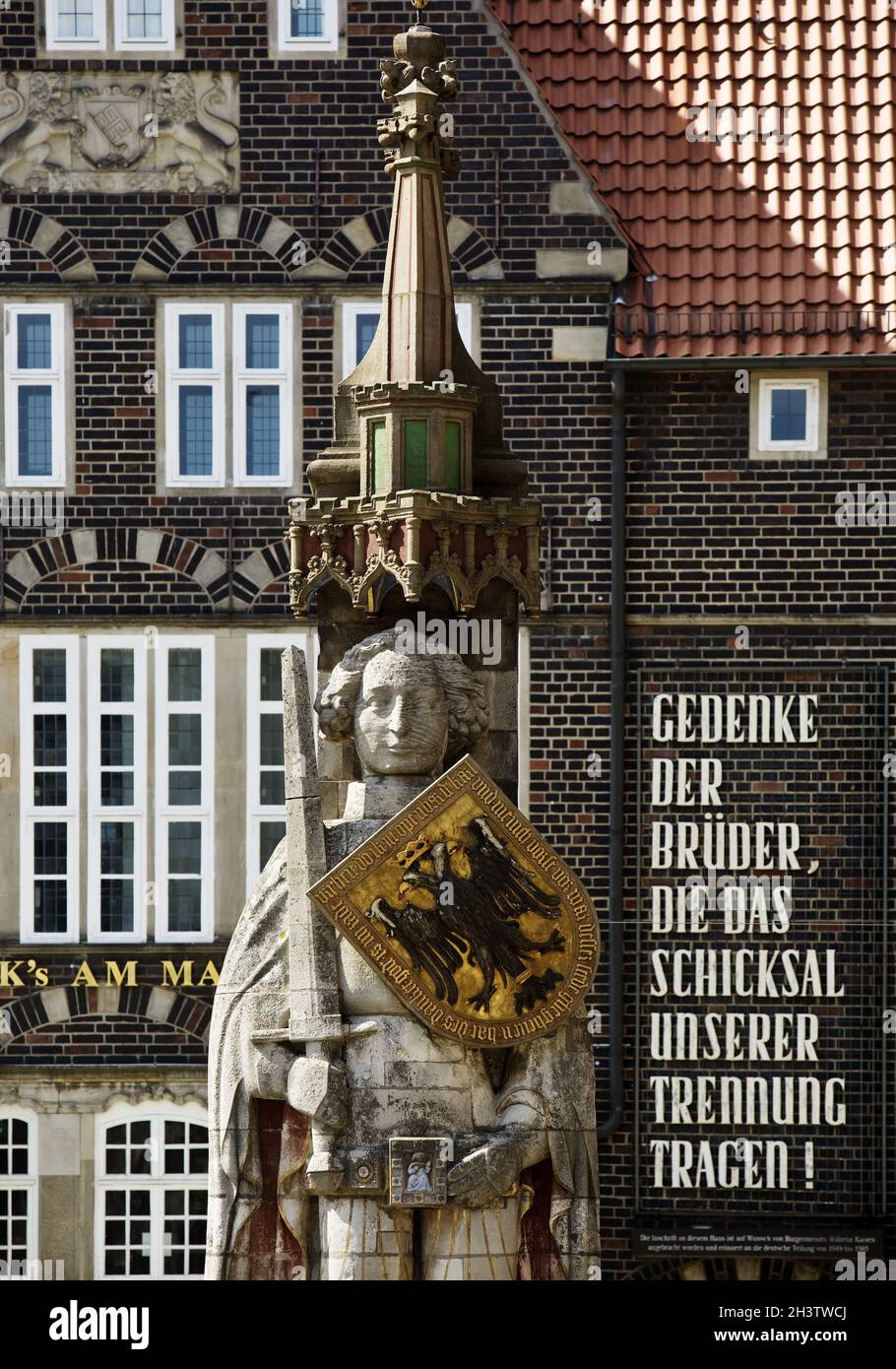 Roland di fronte alla sentenza Gedenke der Brueder che sopporta il destino della nostra separazione, Brema Foto Stock