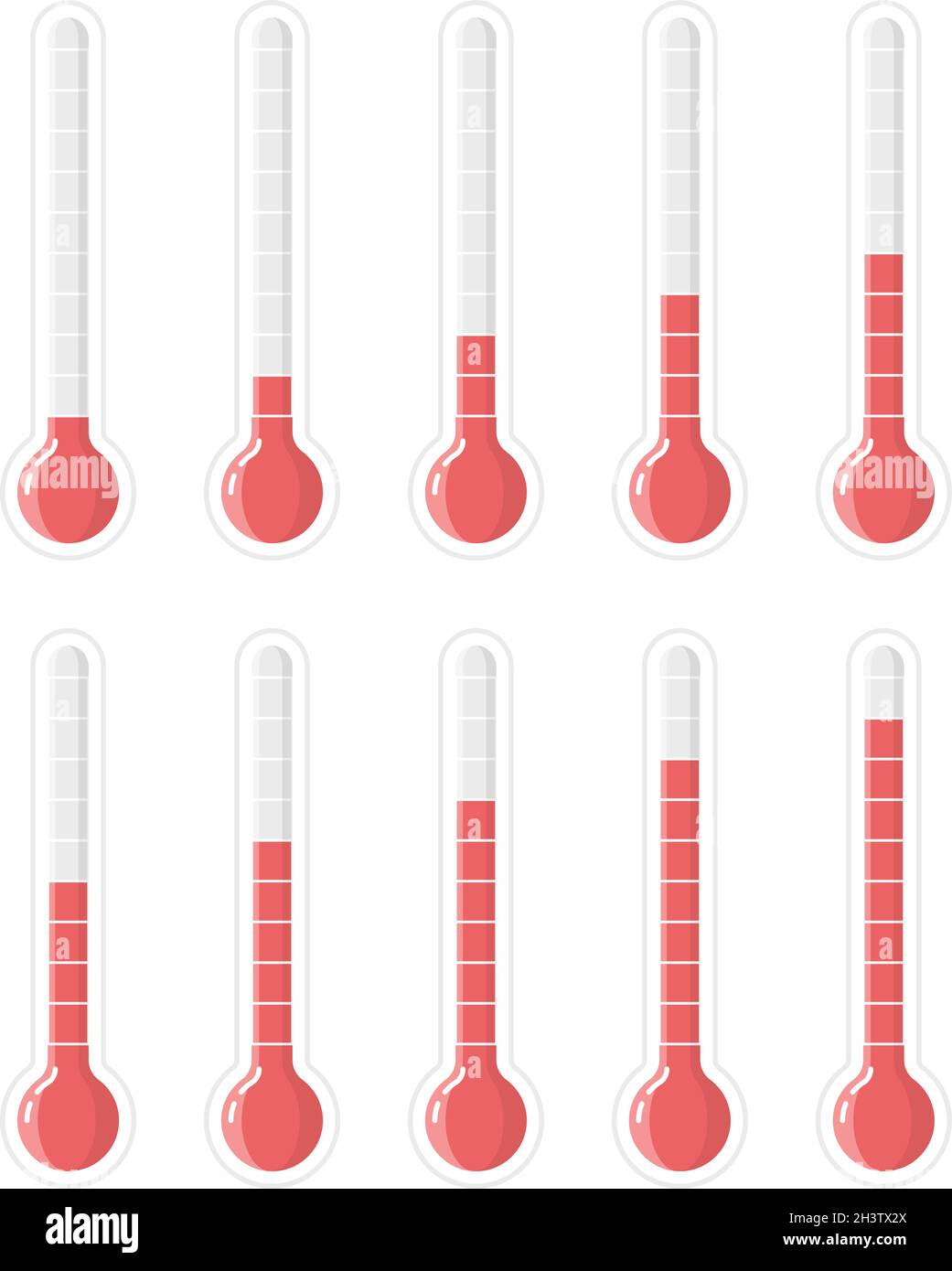 Scala del termometro. Maschere di grado Fahrenheit o celsius per la raccolta di segni vettoriali termometrici Illustrazione Vettoriale