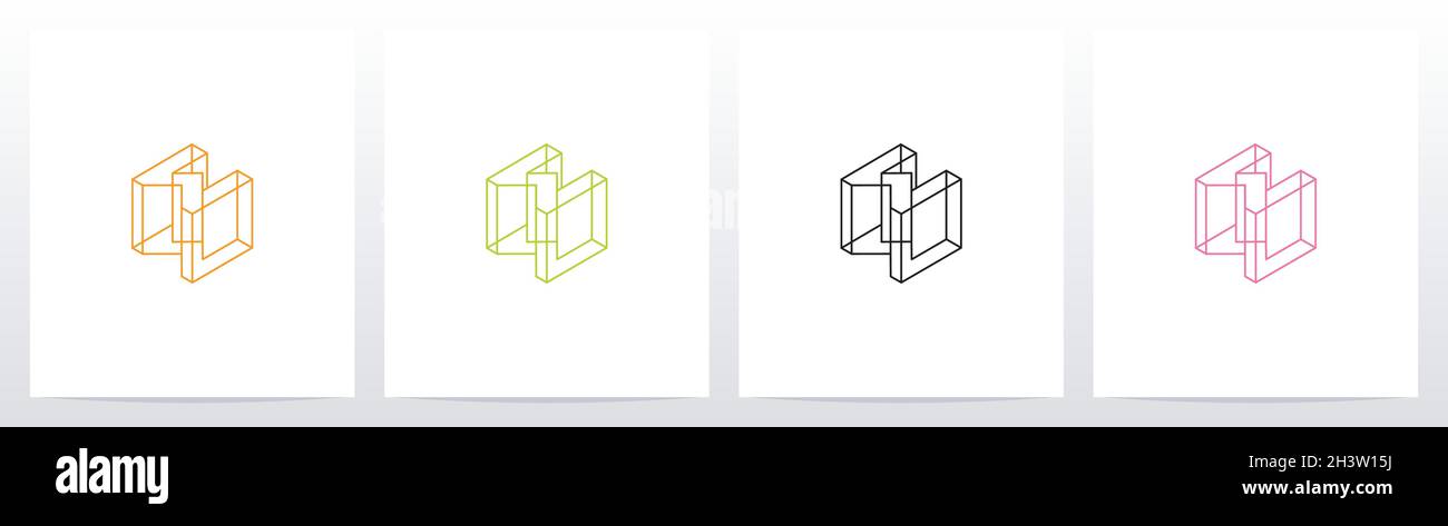 Logo lettera a reticolo cubico DesignW Illustrazione Vettoriale