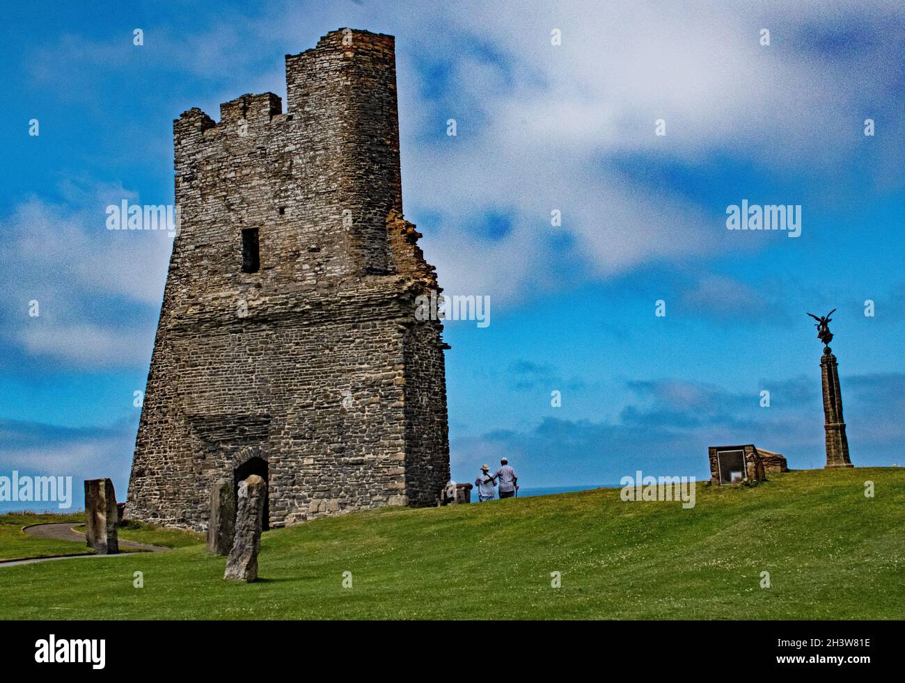 Aberystwyth castello, il cancello nord all'interno del reparto interno. Foto Stock