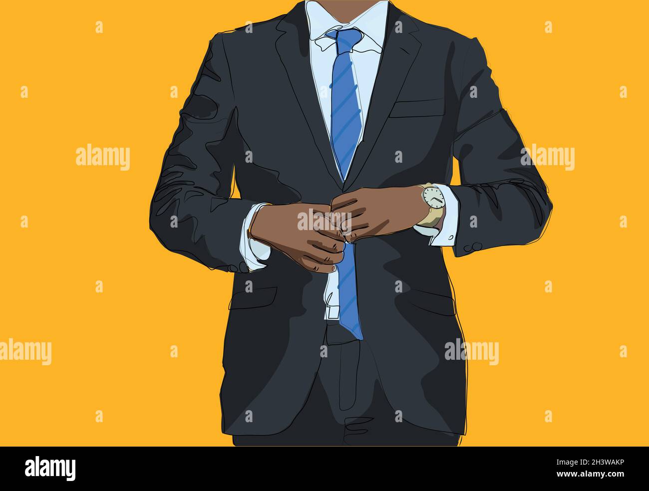illustrazione di uomo d'affari nero vestito - disegno di modo maschile Foto Stock