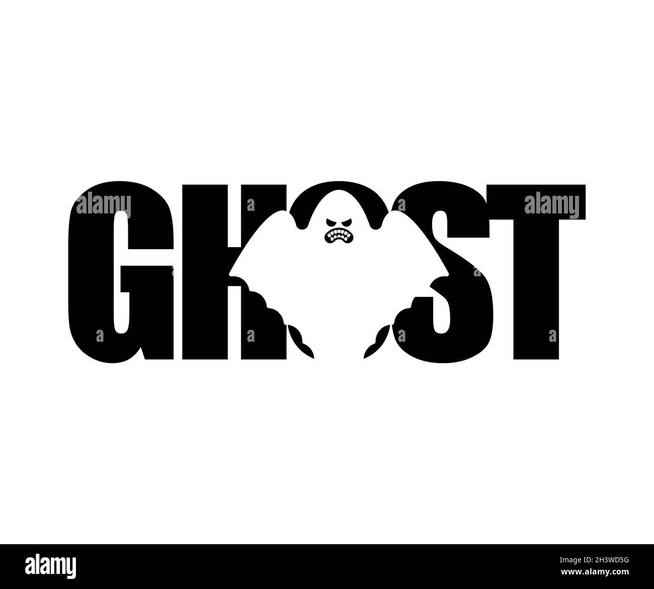 Ghost scritta silhouette di nel testo. Tipografia spooky. Lettere oggetto di Halloween Illustrazione Vettoriale