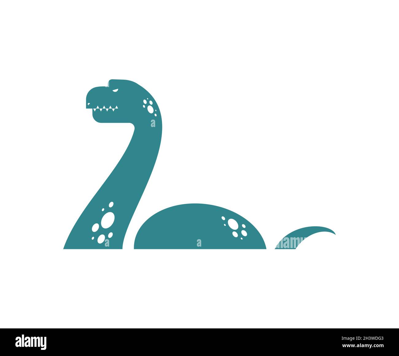 Loch Ness mostro Nessie isolato. Animale mostruoso Illustrazione Vettoriale