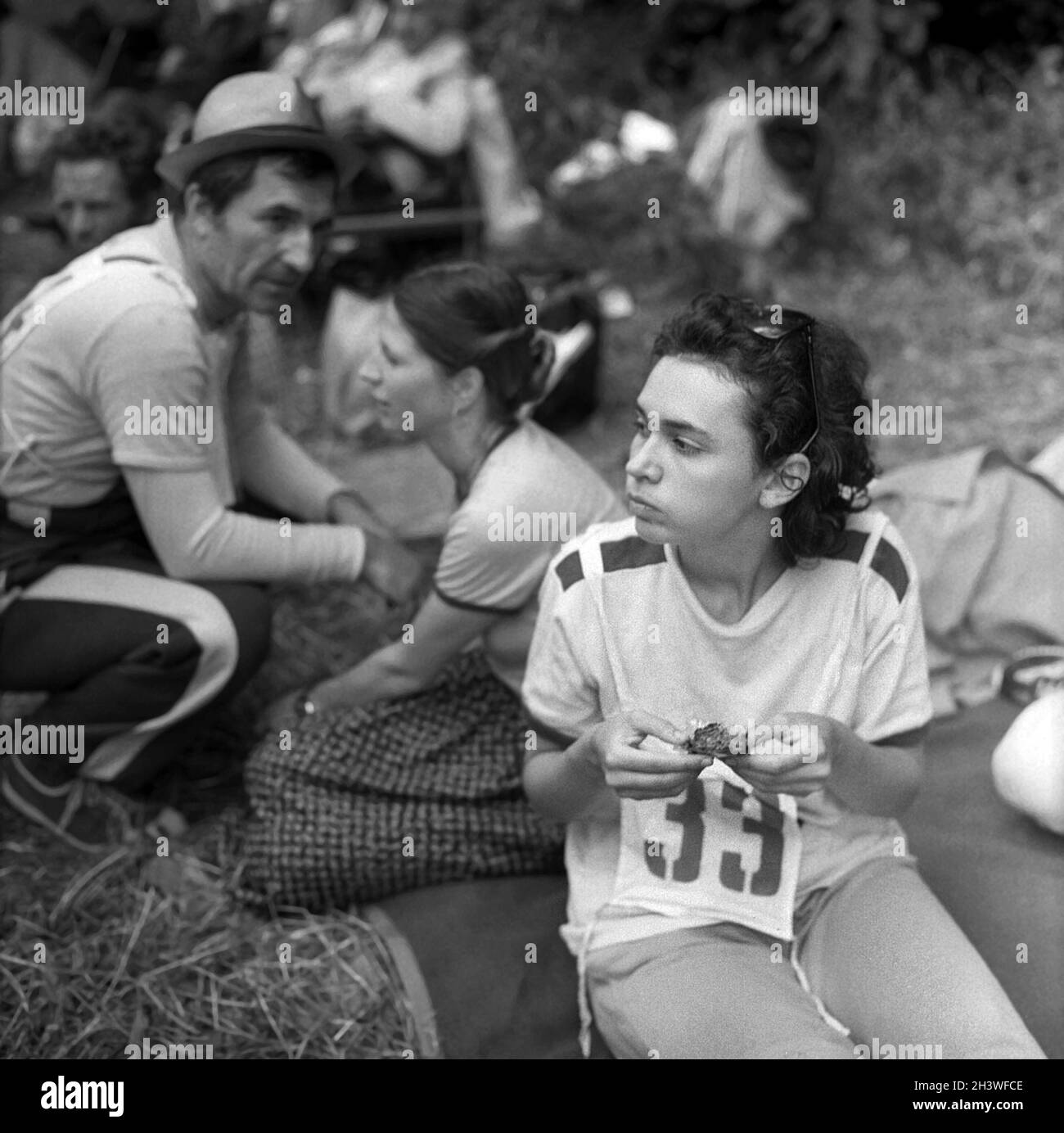 Gli attori rumeni Gheorghe Dinica & Oana Pellea durante le riprese del film 'Concurs' (1982), regista Dan Pita Foto Stock