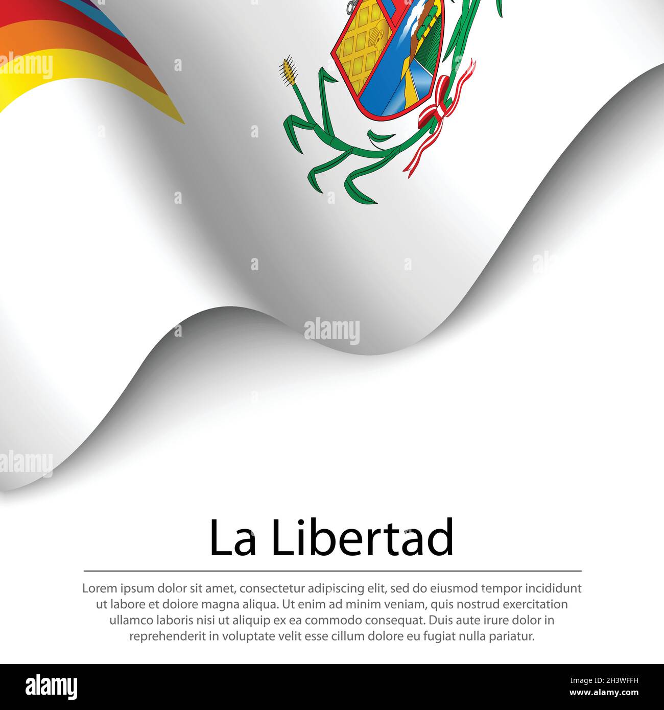 La bandera de la Libertad è una regione del Perù su sfondo bianco. Modello vettoriale banner o nastro Illustrazione Vettoriale
