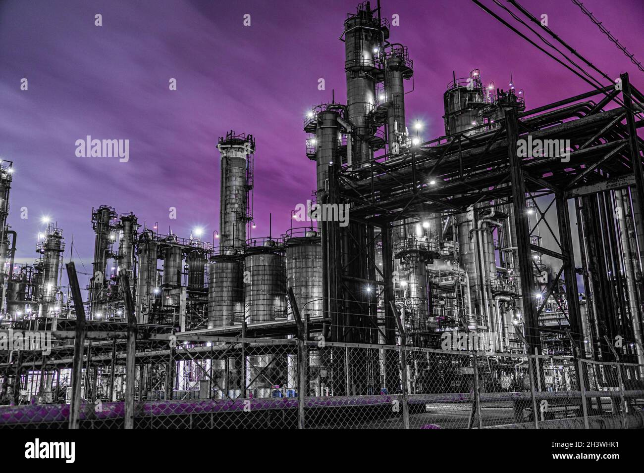 Vista notturna della fabbrica della regione di Keihin Foto Stock