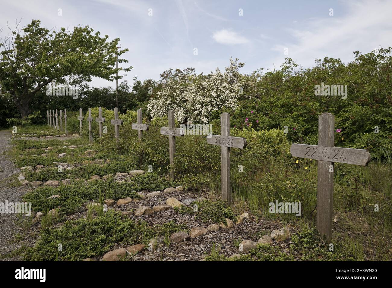 Cimitero dei cadaveri senza tetto, non identificabili che sono stati trovati sulla spiaggia, Nebel, Amrum, Germania Foto Stock