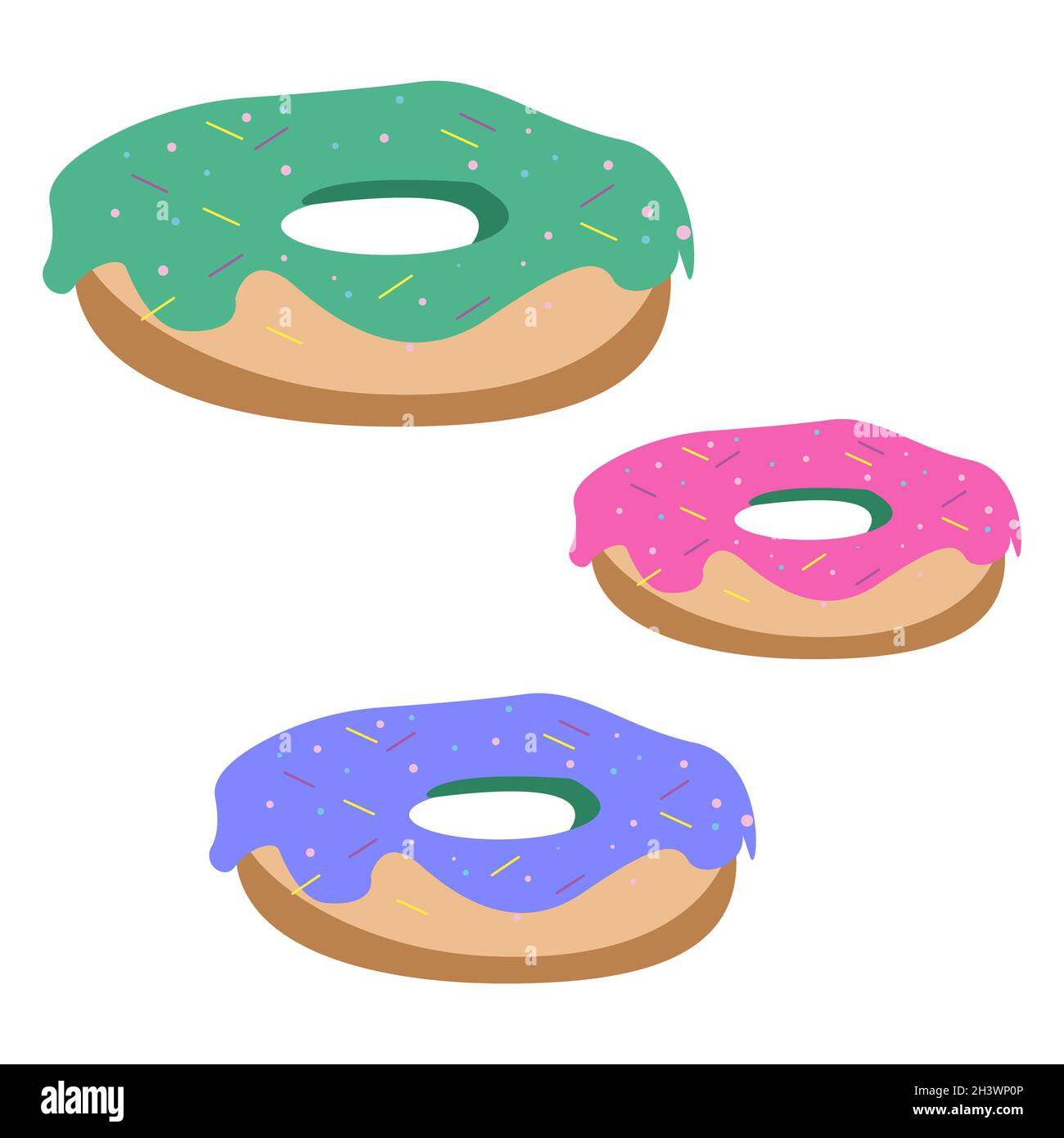 Ciambella rotonda realistica su sfondo bianco - Vector Foto Stock