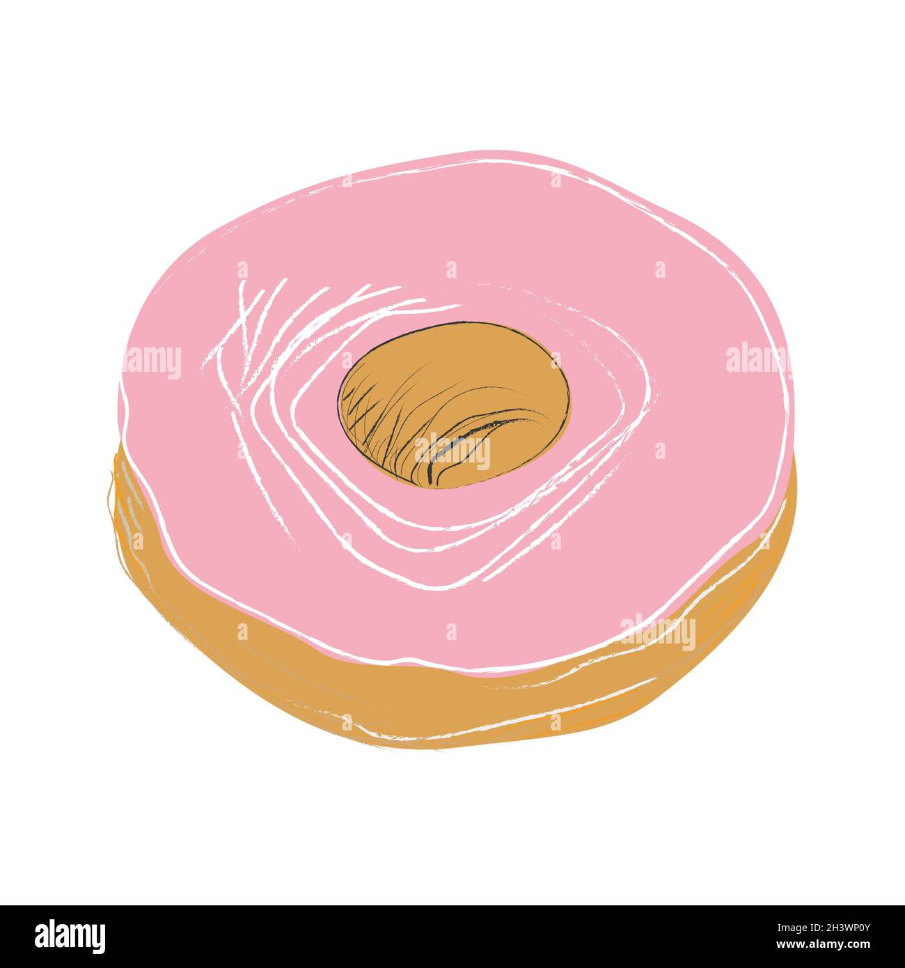 Ciambella rotonda realistica su sfondo bianco - Vector Foto Stock