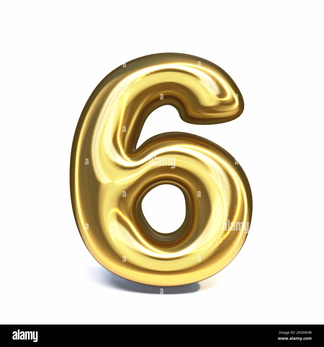 Golden font numero 6 SEI 3D Foto Stock