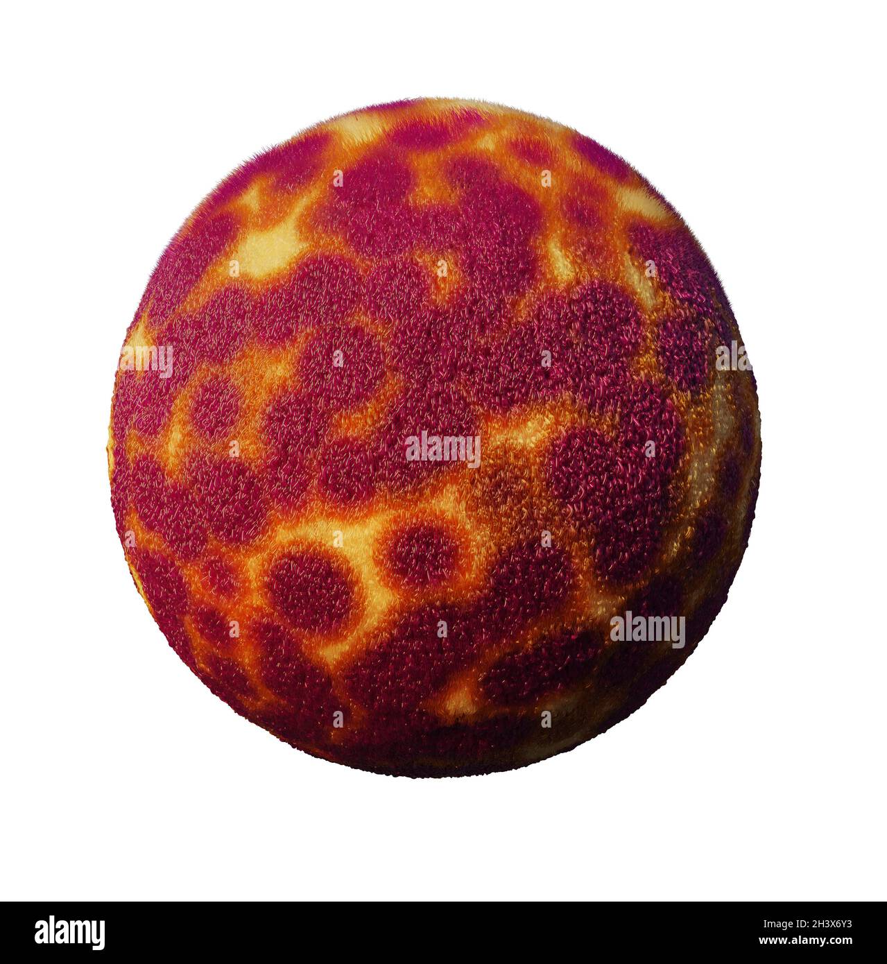 sfera pelosa, sfera di furry colorata isolata su sfondo bianco Foto Stock