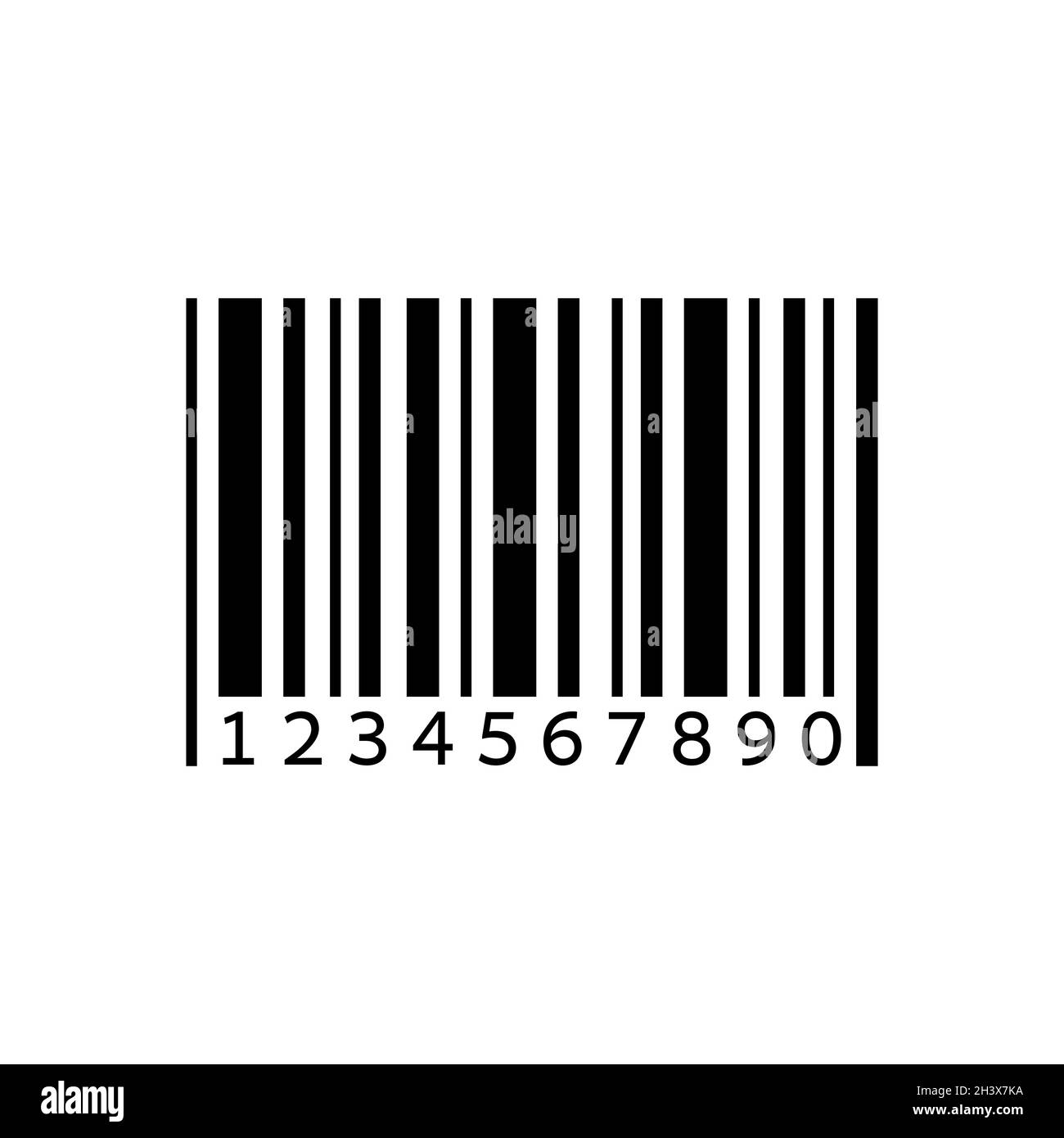 Icona del codice a barre del sistema di identificazione univoco del prodotto. Simbolo di informazione nero. Illustrazione vettoriale isolata su sfondo bianco. Illustrazione Vettoriale