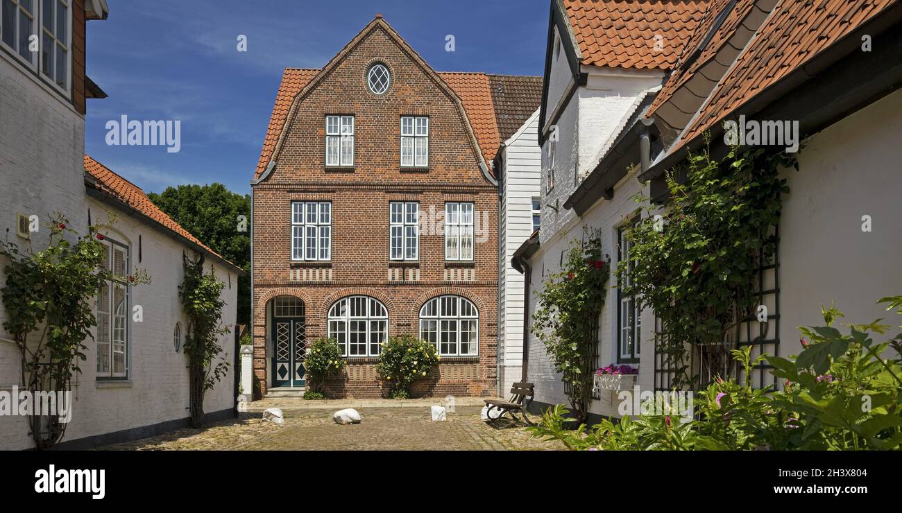 Case in strada Wasserzeile, in cui anche Theodor Storm vissuto, Husum, Germania, Europa Foto Stock