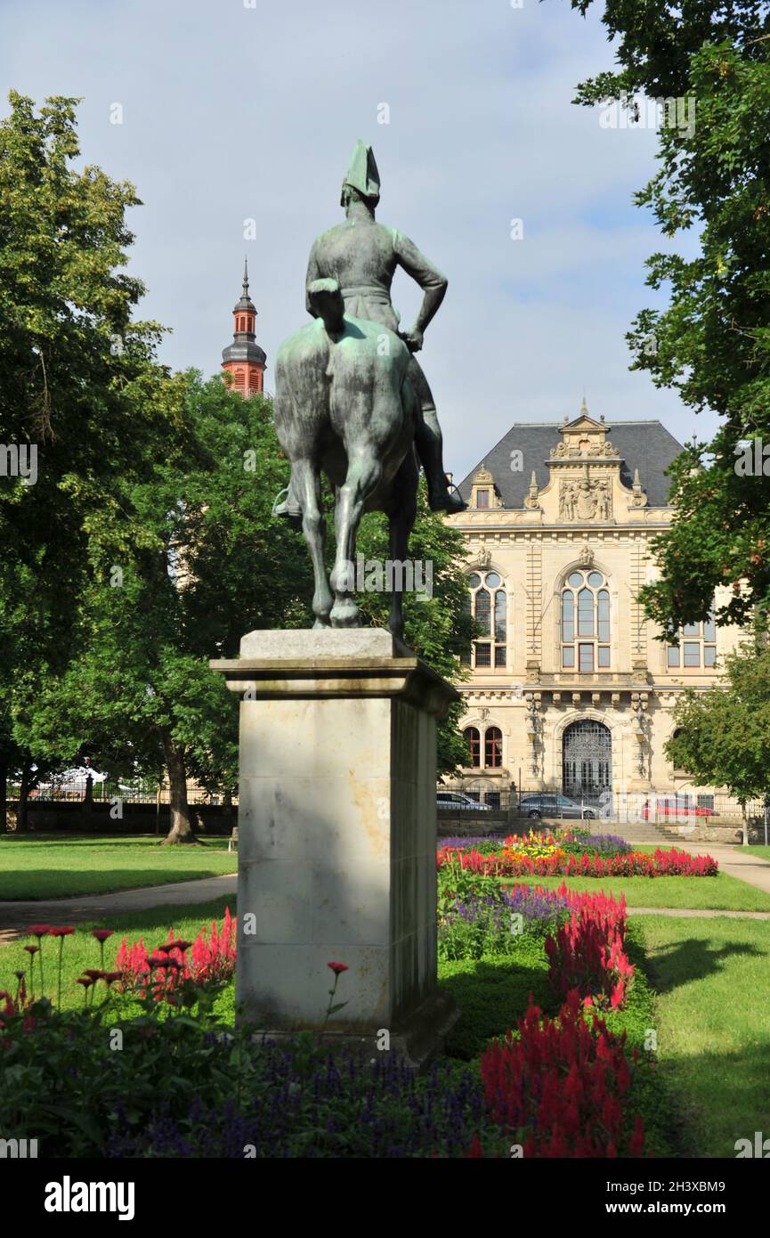 Statua equestre di re Friedrich Wilhelm III a Merseburg Foto Stock