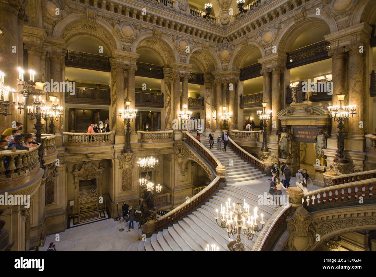 Francia, Parigi, Opera Garnier, interni, Grand Escalier, Foto Stock