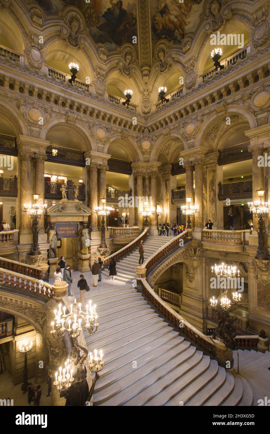 Francia, Parigi, Opera Garnier, interni, Grand Escalier, Foto Stock