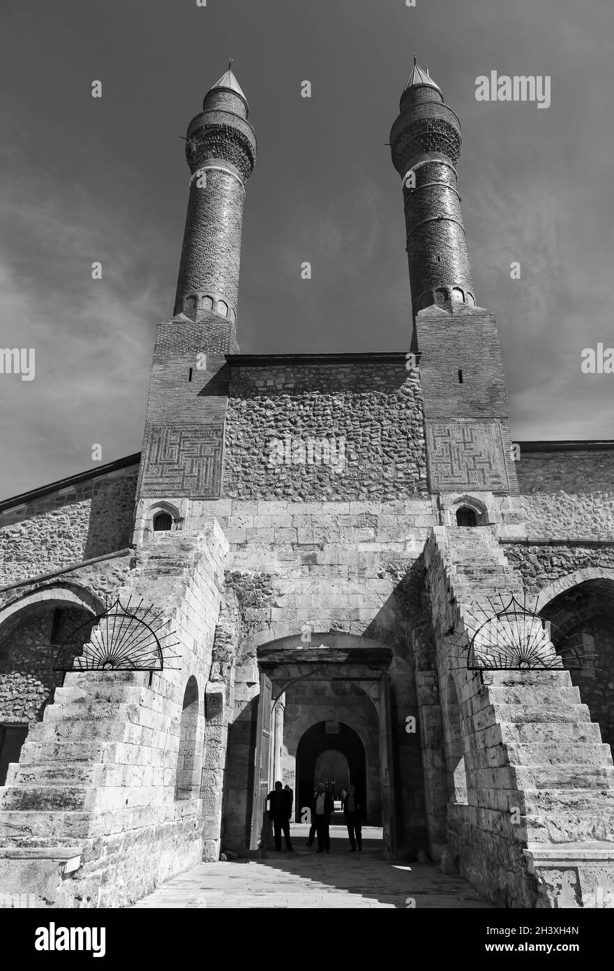 Doppio Minareto Sivas Madrasa. Foto Stock