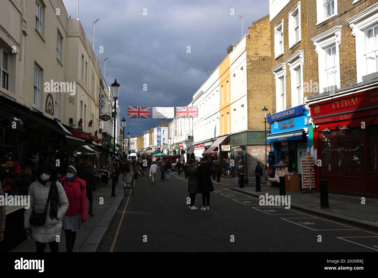 Portobello Road Market Notting Hill Londra Inghilterra Regno Unito Foto Stock