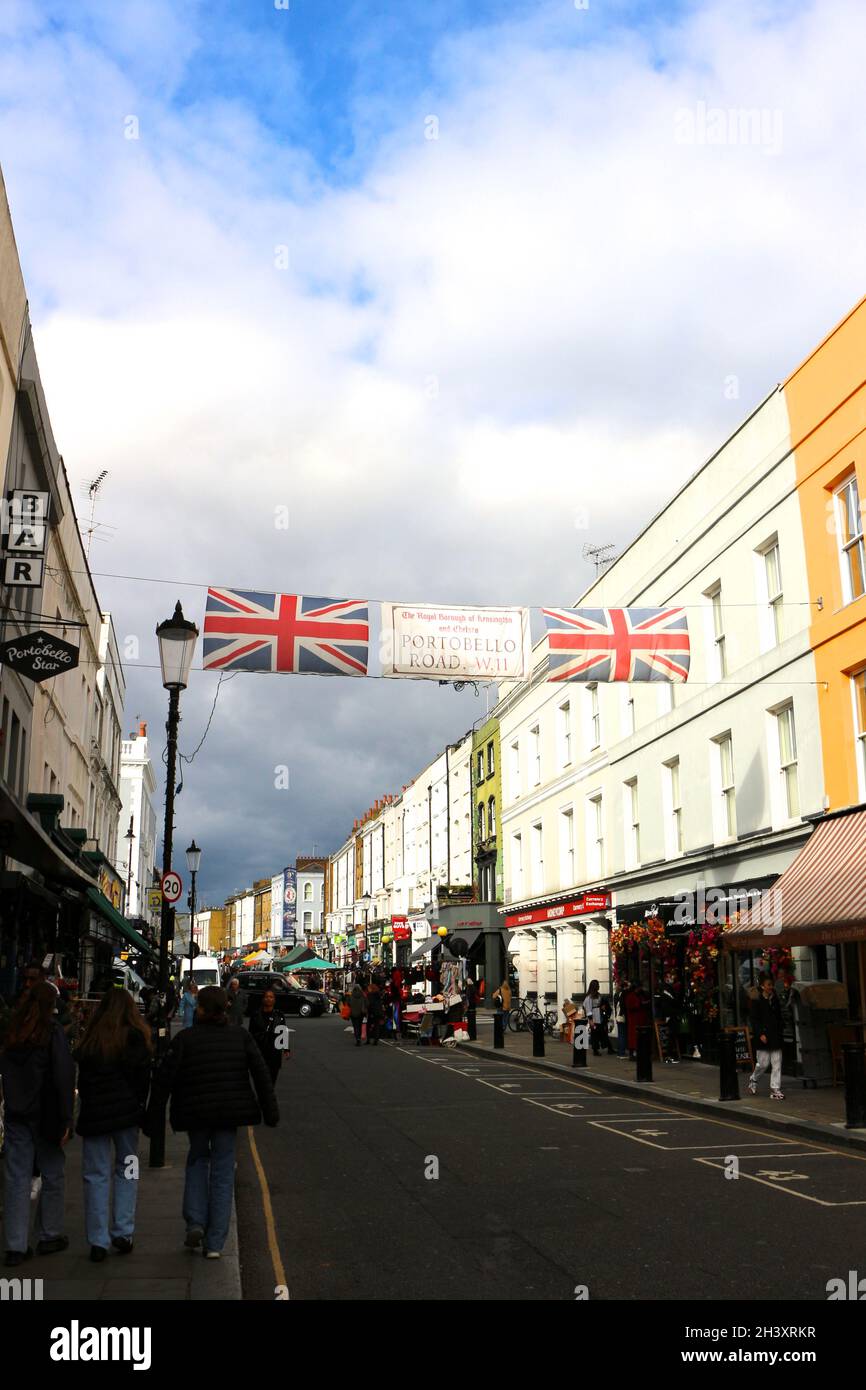 Portobello Road Market Notting Hill Londra Inghilterra Regno Unito Foto Stock