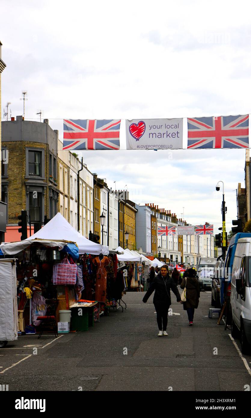 Portobello Road Market Notting Hill Londra Inghilterra Regno Unito Foto Stock