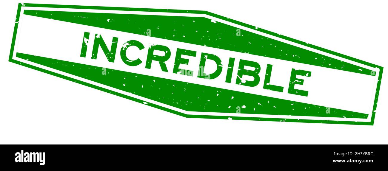 Grunge verde incredibile parola esagonale sigillo di gomma timbro su sfondo bianco Illustrazione Vettoriale