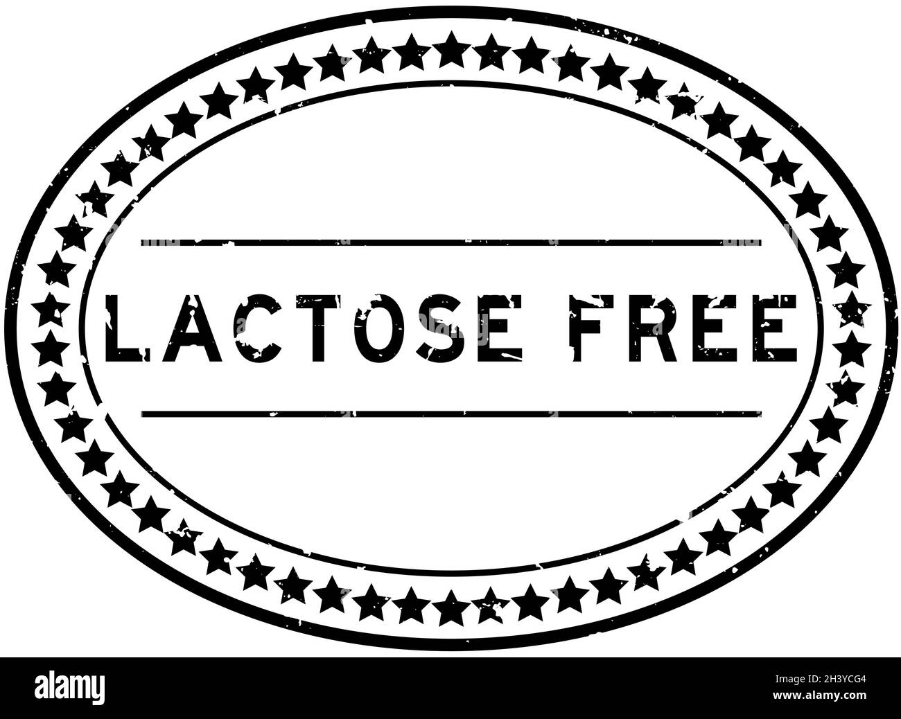 Grunge nero senza lattosio parola ovale guarnizione di gomma timbro su sfondo bianco Illustrazione Vettoriale