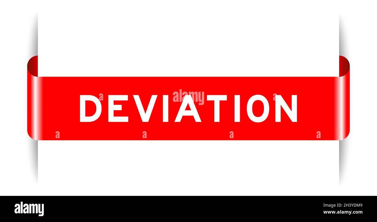 Banner etichetta di colore rosso inserito con deviazione della parola su sfondo bianco Illustrazione Vettoriale