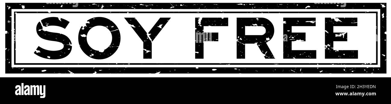 Grunge nero senza soia parola sqaure sigillo di gomma timbro su sfondo bianco Illustrazione Vettoriale