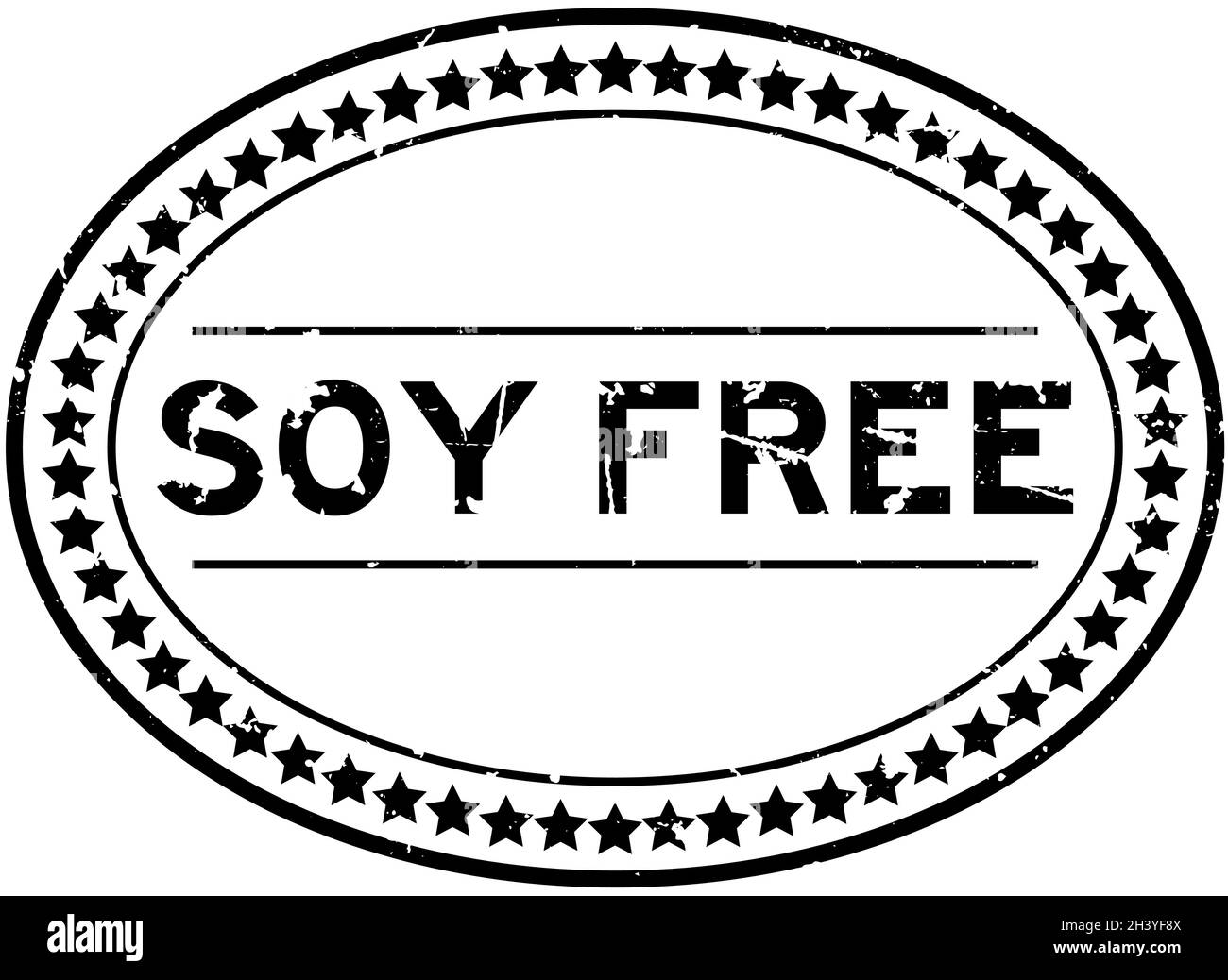Grunge nero senza soia parola ovale guarnizione di gomma timbro su sfondo bianco Illustrazione Vettoriale