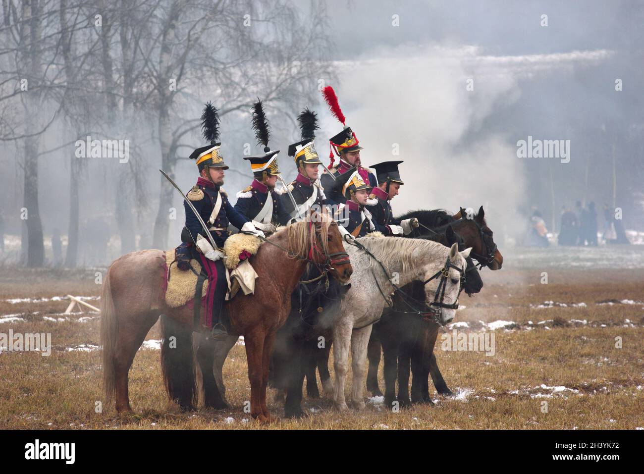 Ricostruzione storica la Battaglia di Berezina Foto Stock