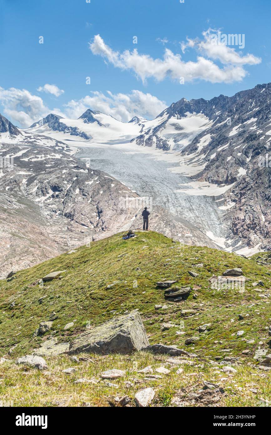Vista dal sentiero escursionistico al ferner Gurgler, Ã–tztal, Tirolo, Austria Foto Stock