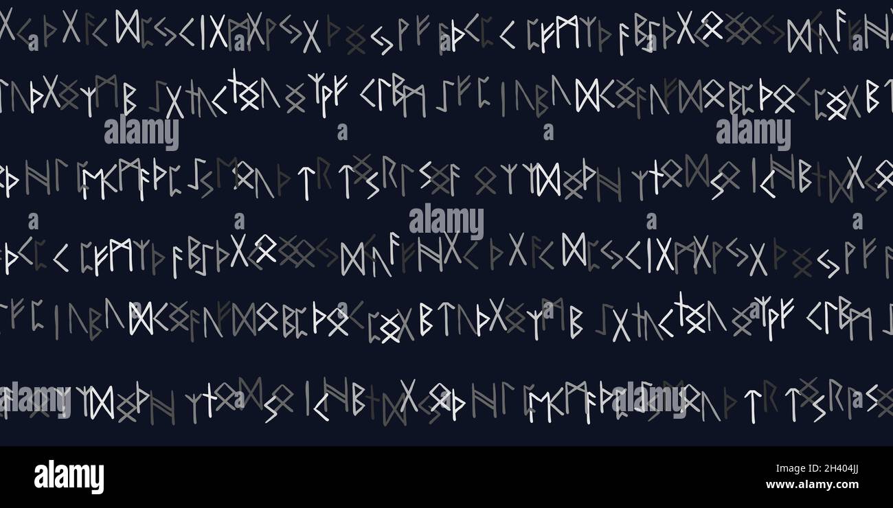 Simboli Rune Rune modello etnico senza soluzione di continuità. Alfabeto runico ...