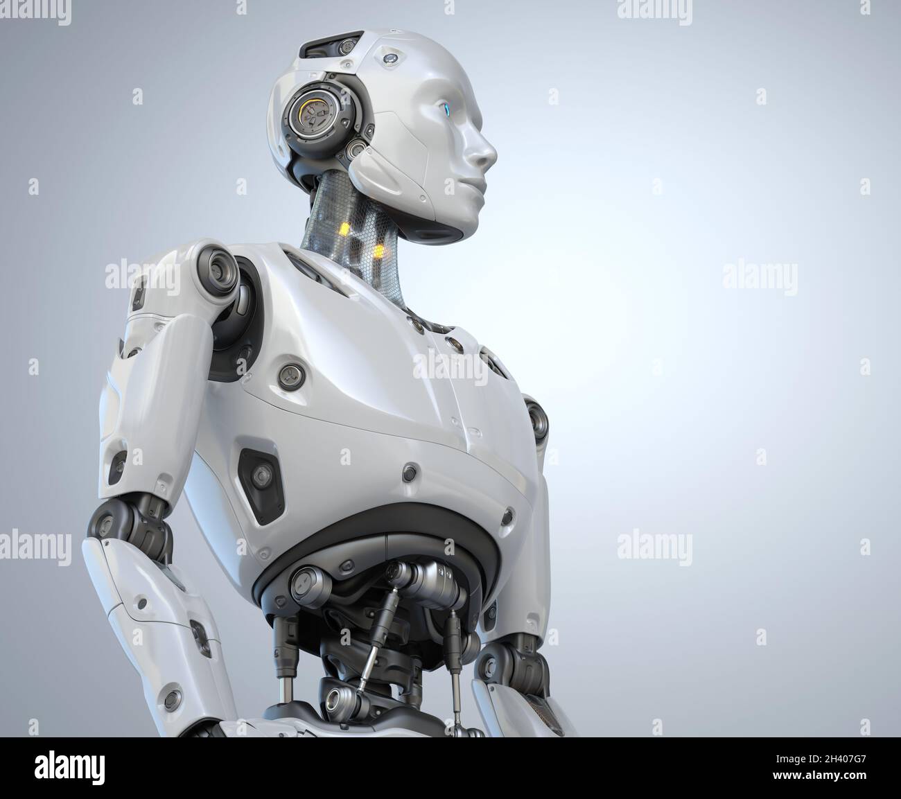 Robot android cyborg. Illustrazione 3D Foto Stock