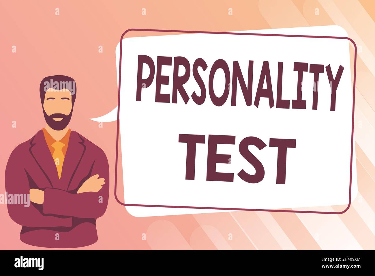 Testo che mostra il test di personalità dell'ispirazione. Business Concept Un metodo di valutazione della personalità umana costruisce l'uomo che attraversa la mano Foto Stock