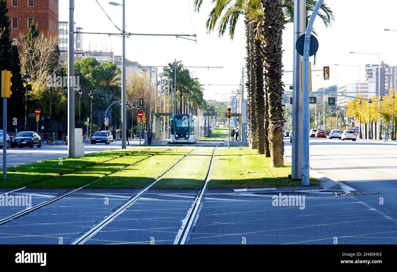 Panoramica della Diagonal Mar a Barcellona, Catalunya, Spagna, Europa Foto Stock