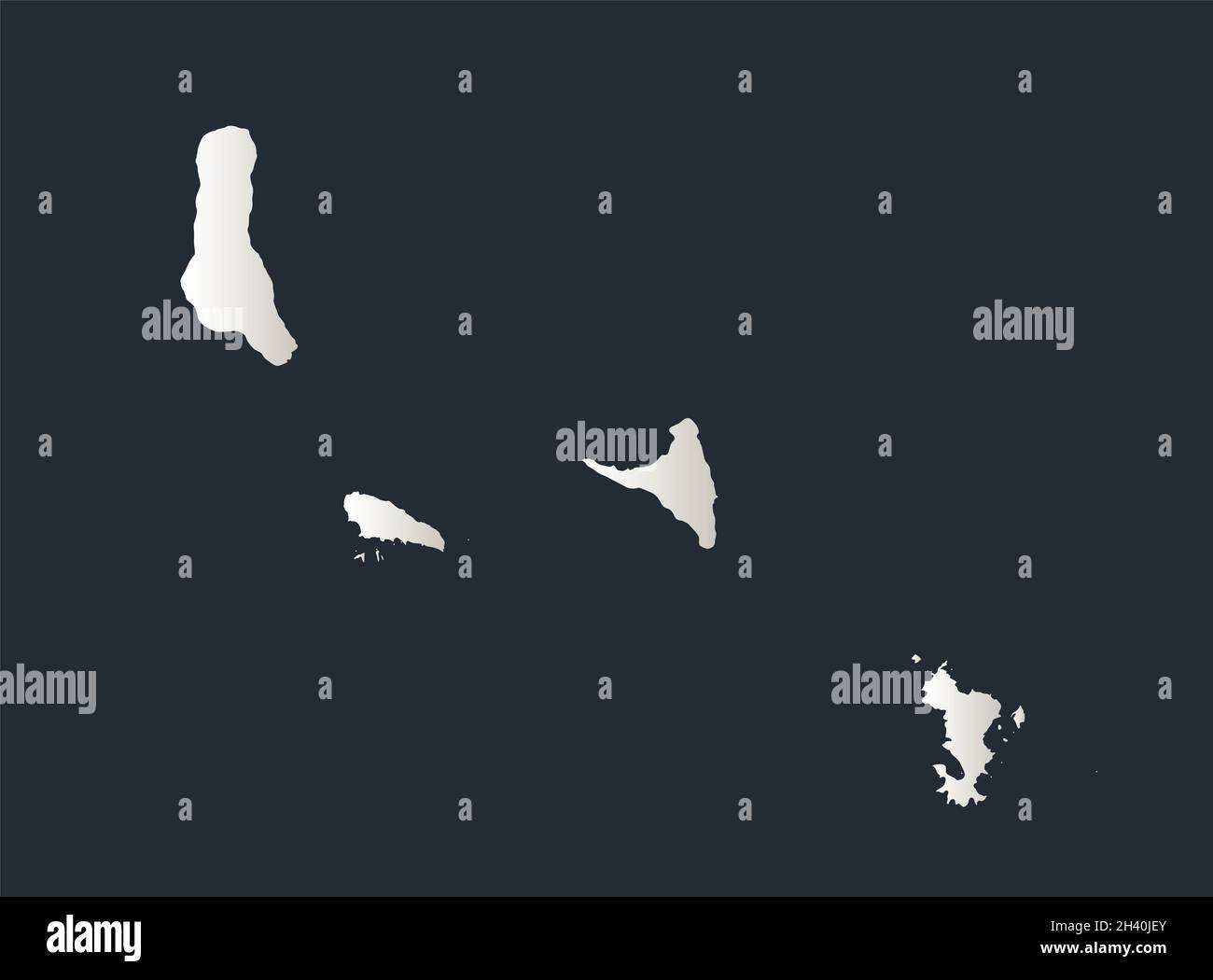 Mappa Isola di Comoro, infografica design piatto colori bianco neve, vuoto Foto Stock