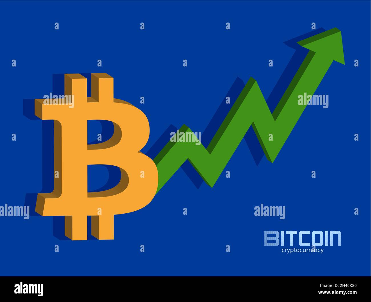 Bitcoin e grafico bull Run icona, criptovaluta sfondo denaro vettore Illustrazione Vettoriale