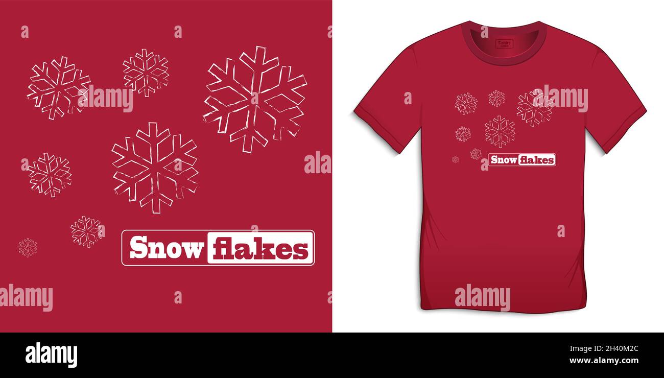 Fiocchi di neve motivo gesso, immagine motivo di Natale, grafica per t-shirt vettore Illustrazione Vettoriale