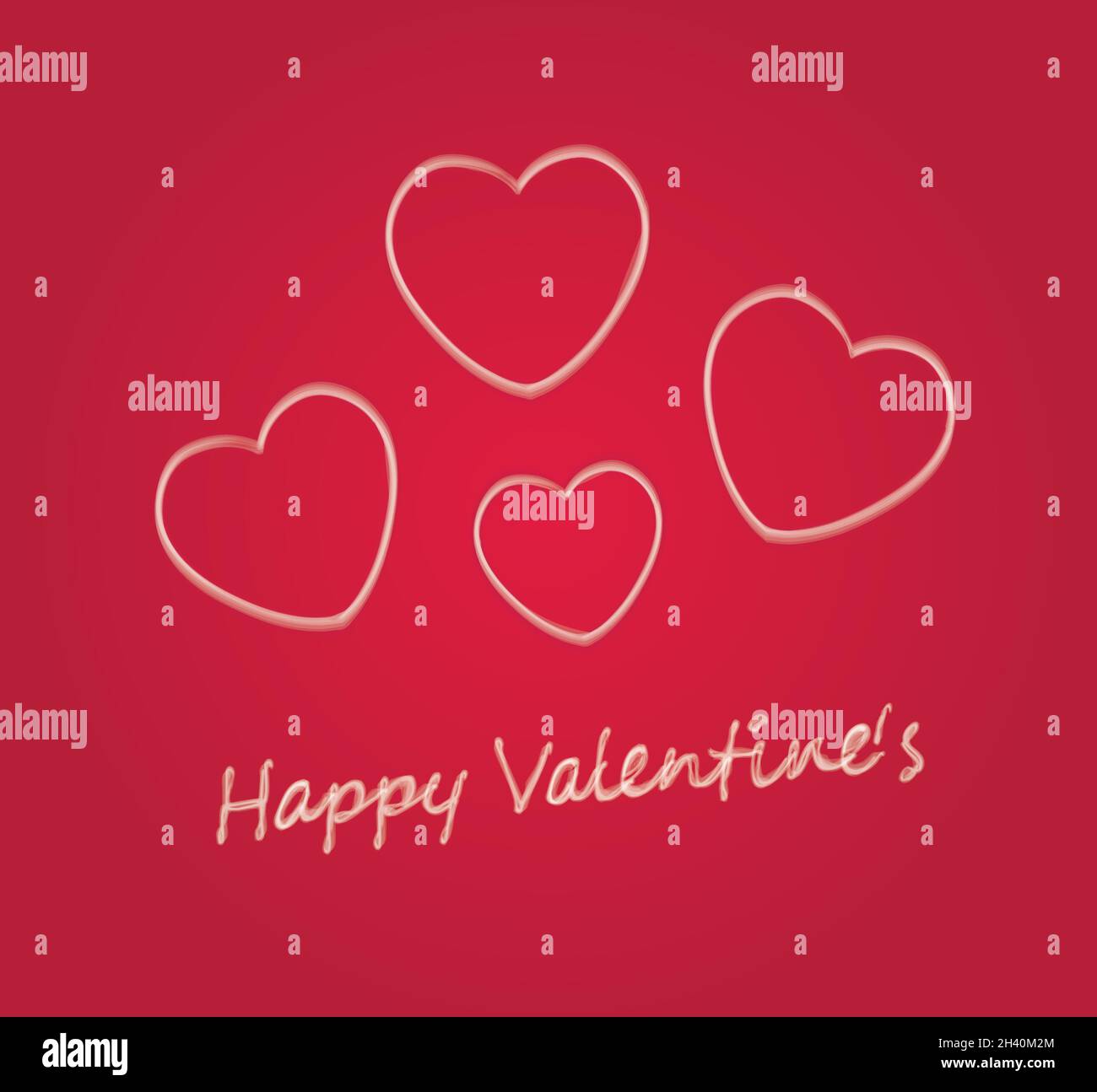 Gesso di cuore con testo Valentine felice su sfondo rosso vettore Illustrazione Vettoriale