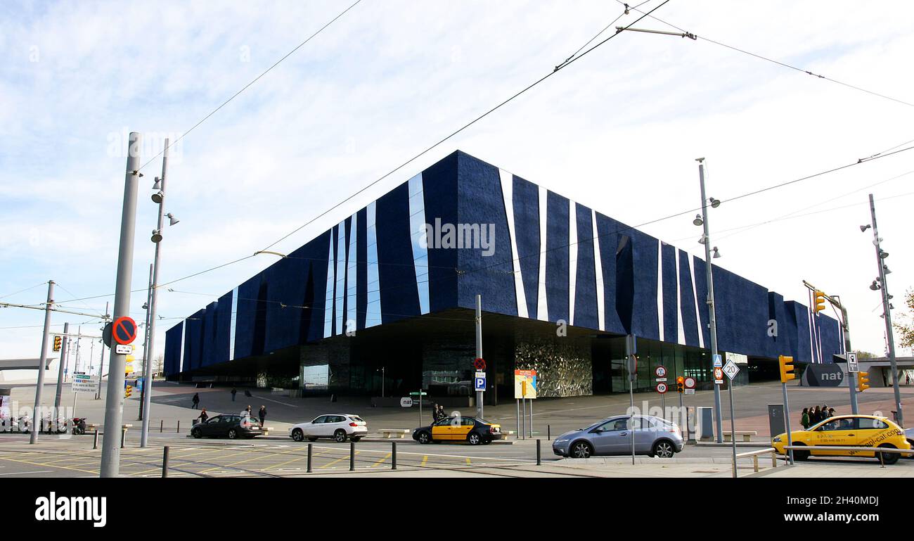 Edificio blu o Museo di Scienze naturali nel Forum di Barcellona, Catalunya, Spagna, Europa Foto Stock
