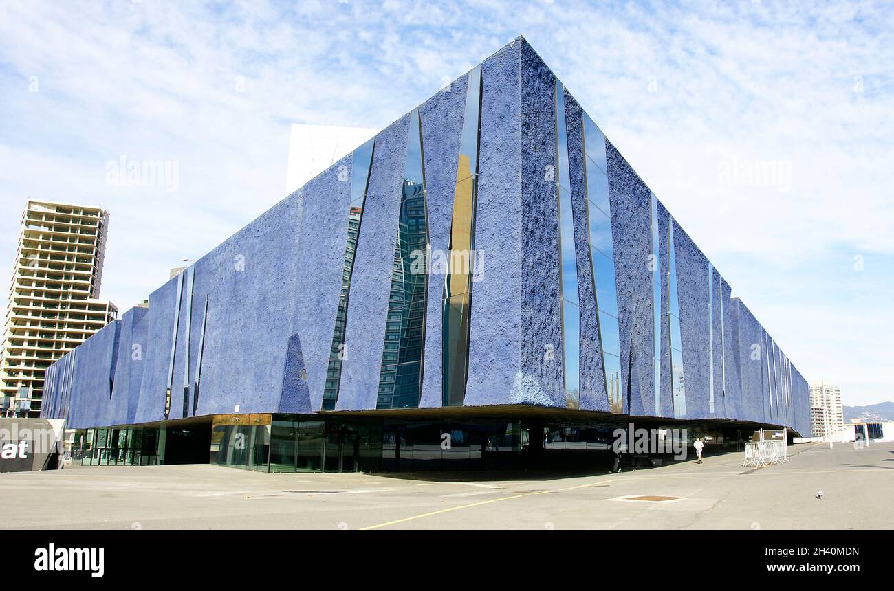 Edificio blu o Museo di Scienze naturali nel Forum di Barcellona, Catalunya, Spagna, Europa Foto Stock