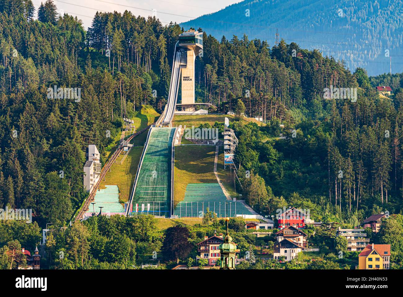 Salto sci Bergisel a Innsbruck Foto Stock