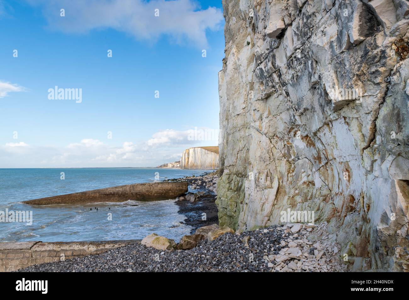 Falaises de craie du bois de Cise, Francia, Somme, Ault Foto Stock