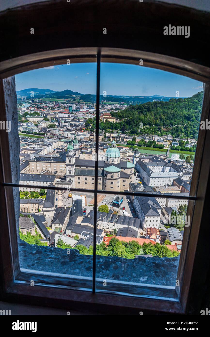 Cattedrale di Salisburgo vista dalla Fortezza di Hohensalzburg Foto Stock