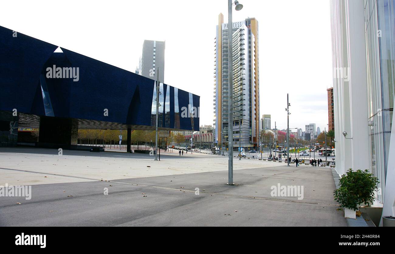 Edificio blu o Museo di Scienze naturali nel Forum di Barcellona, Catalunya, Spagna, Europa Foto Stock