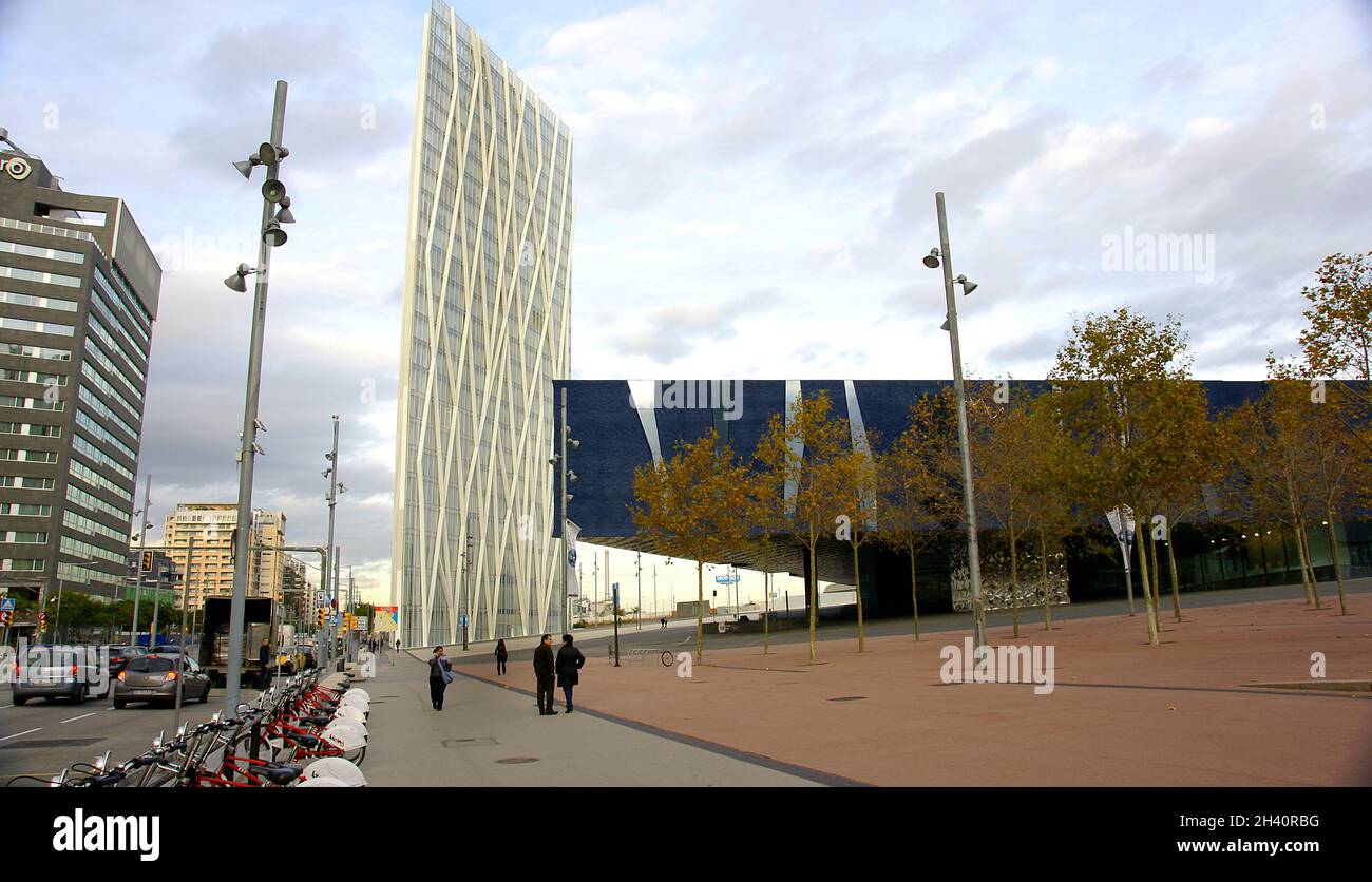 Edificio blu o Museo di Scienze naturali nel Forum di Barcellona, Catalunya, Spagna, Europa Foto Stock