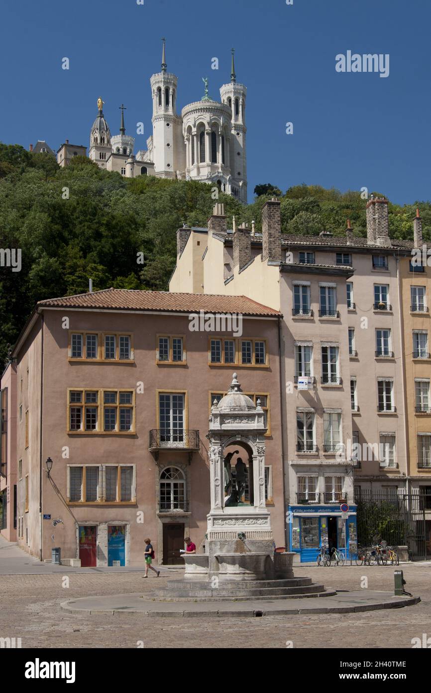 Place saint jean nel vieux lyon Foto Stock