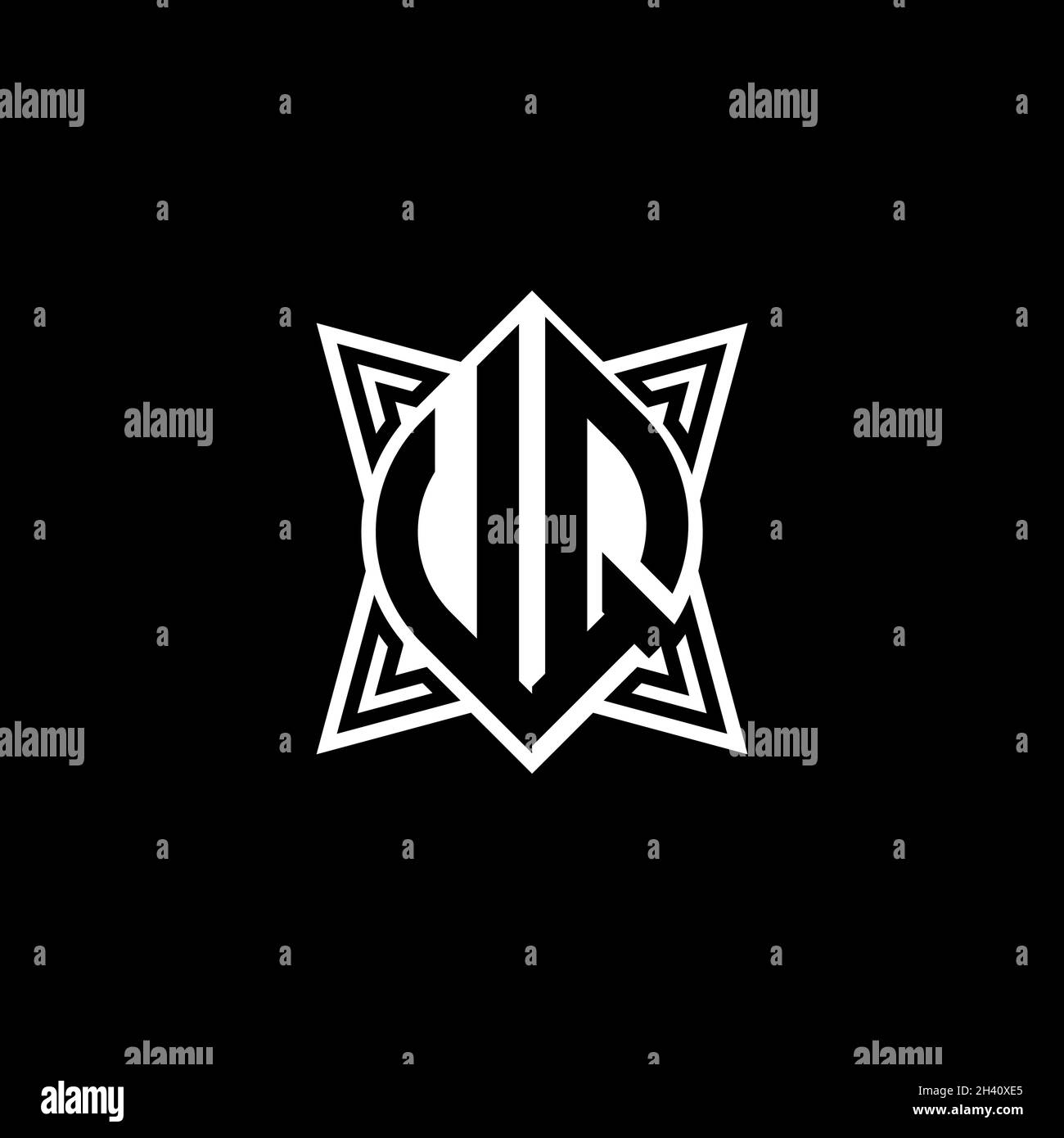 LETTERA del logo del monogramma RX con forma geometrica poligonale e design isolato su sfondo bianco. Stella poligonale, stella di scudo geometrico. Illustrazione Vettoriale