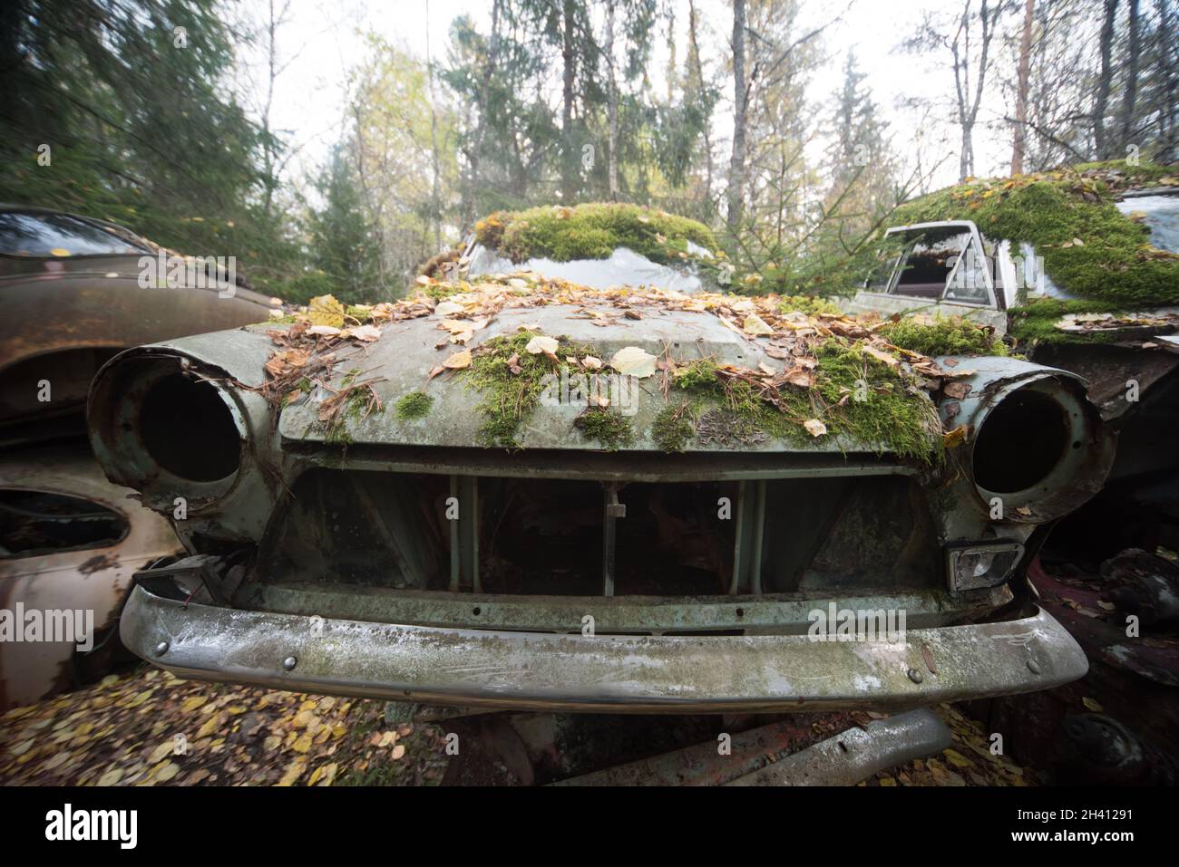 Cimitero di Bastnäs nel mese di ottobre Foto Stock